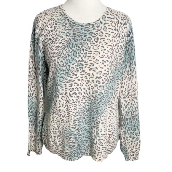 Mainbocher 100% Cashmere Sweater Animal Print Pullover Sweater Size XL‎ - Picture 1 of 3